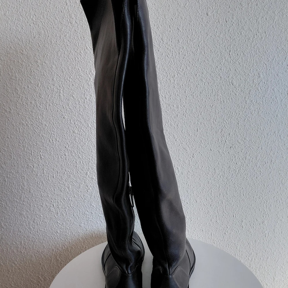Giani Bini Womens Overs The Knee Riding Black Leather Boots